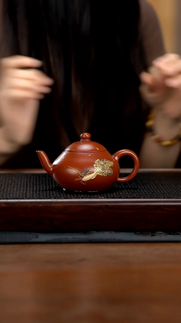茶壶紫砂漫*160cc黄龙山原矿朱泥梨型