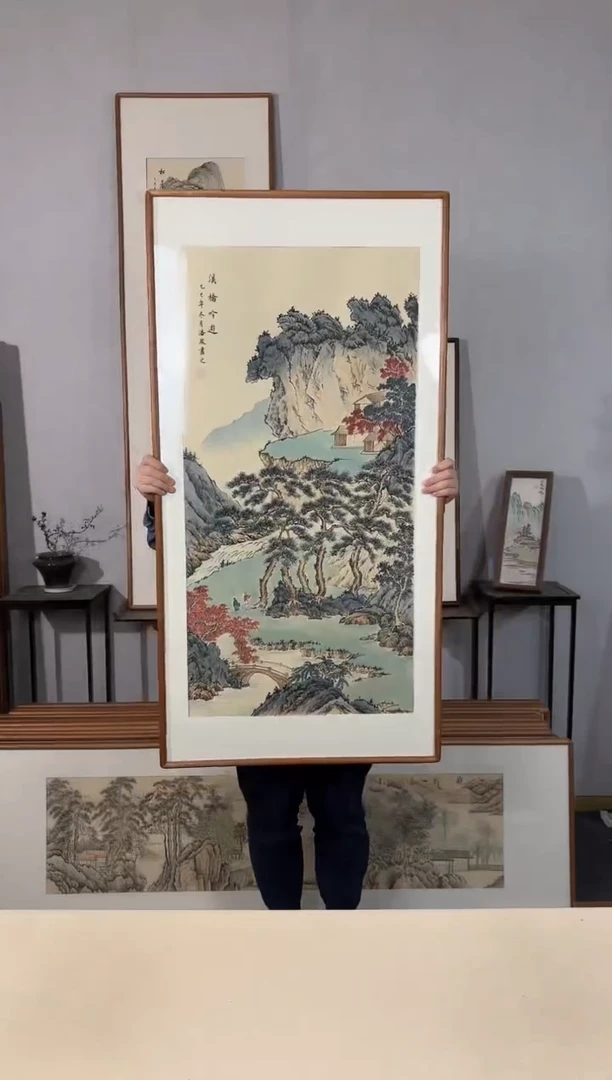 国画手绘*溪桥吟游*62*122cm