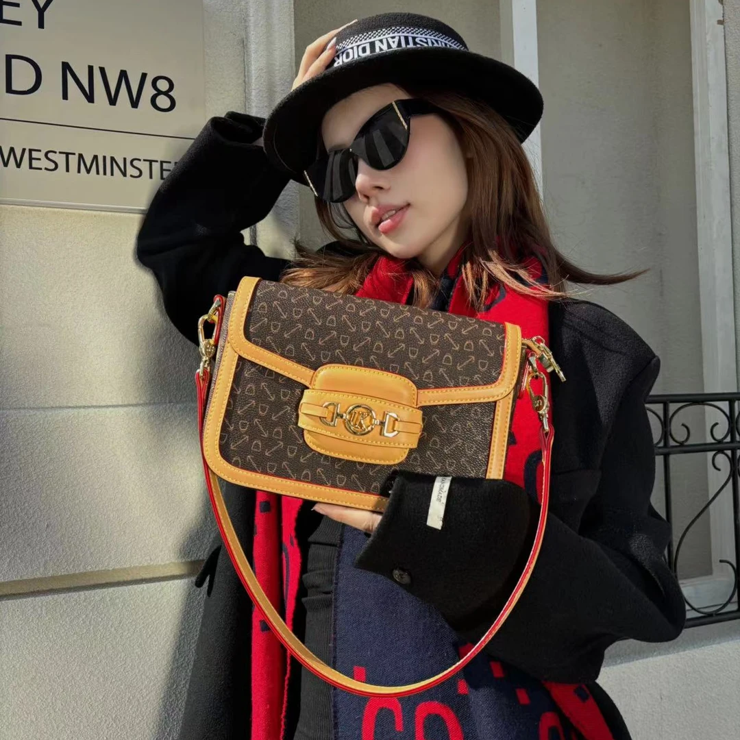 【URICK】2025新款春夏包包单肩斜挎马鞍包咖A91987女士百搭爆款包