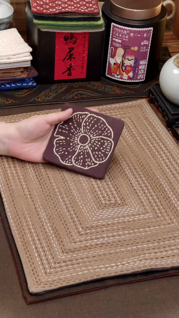 织绣Cici手作刺子绣茶席-673