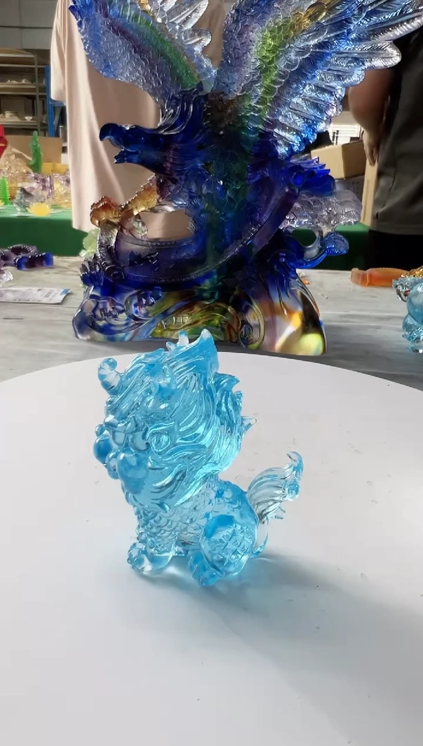 琉璃手工艺品古法琉璃麒麟摆件