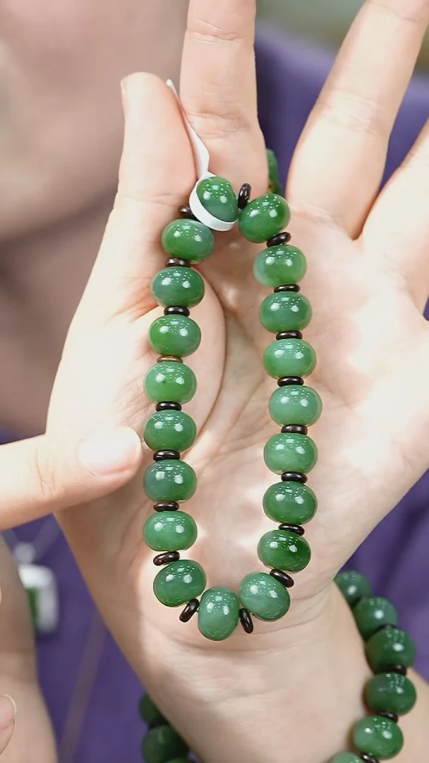 未镶嵌手串和田玉粉青算盘