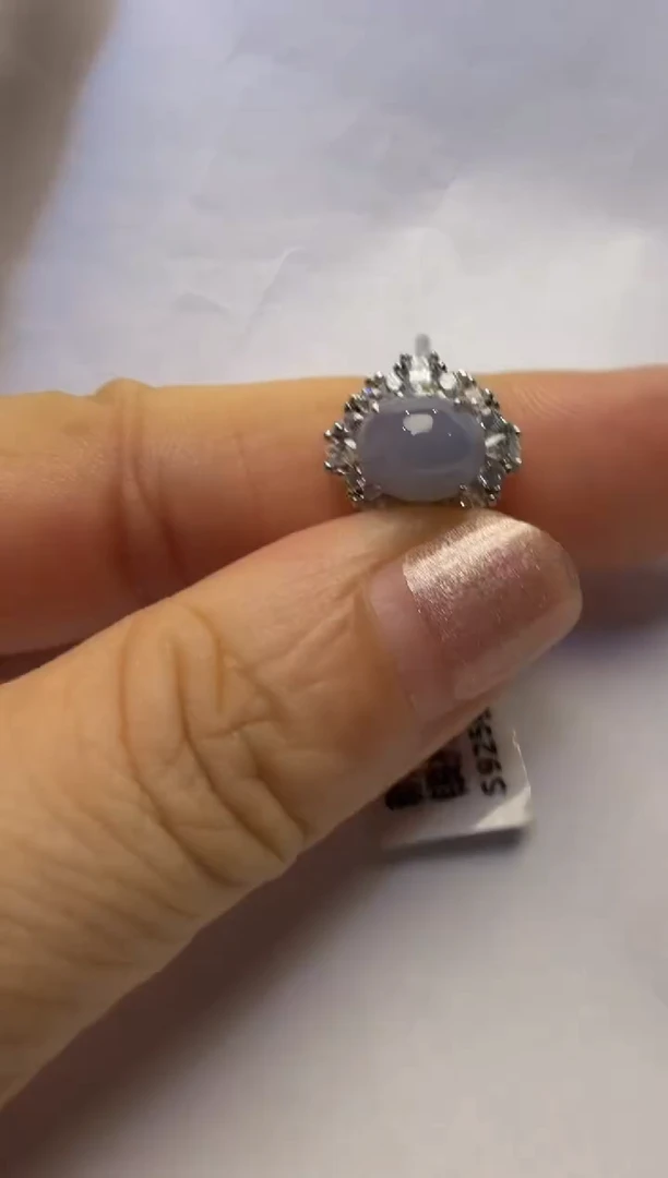 银S925镶嵌戒指翡翠925银镶缅甸A货翡翠戒指