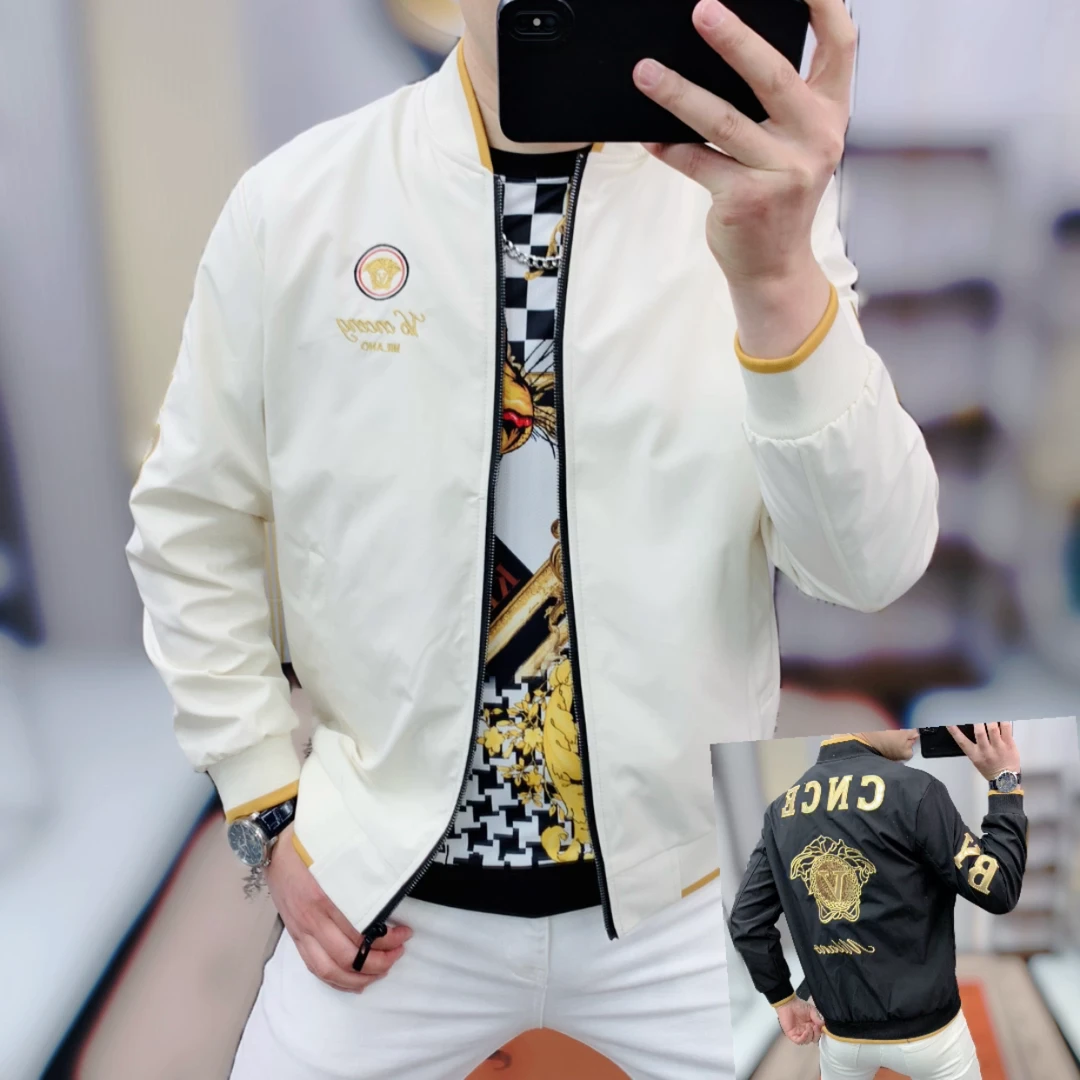 阿凯严选欧洲站2025春季新款男士潮流时尚棒球服刺绣修身夹克外套