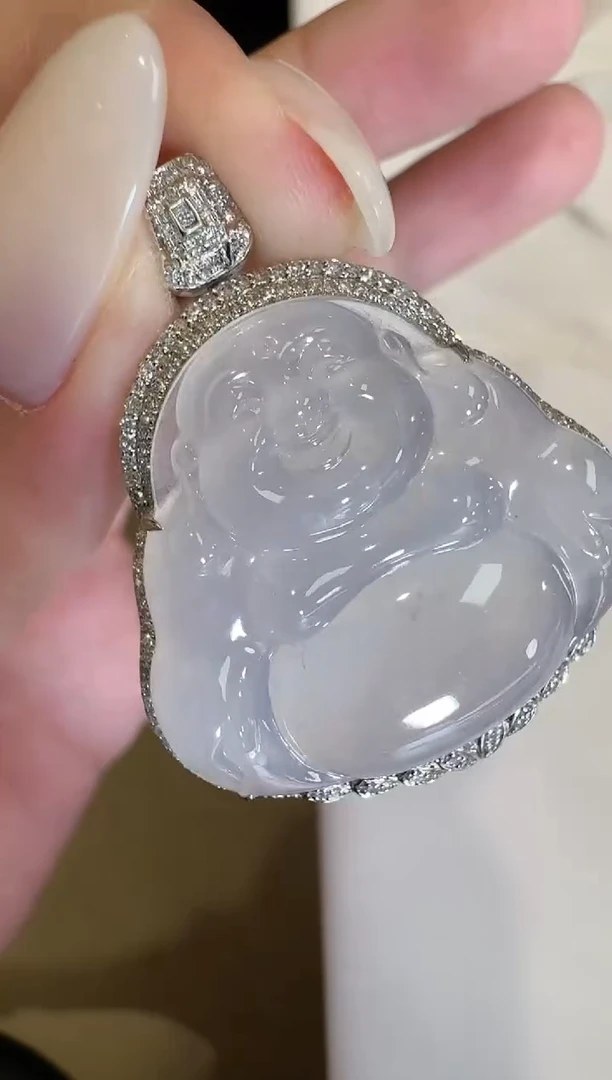 吊坠(不含链)18K金镶嵌翡翠【源头工厂】钻石镶嵌