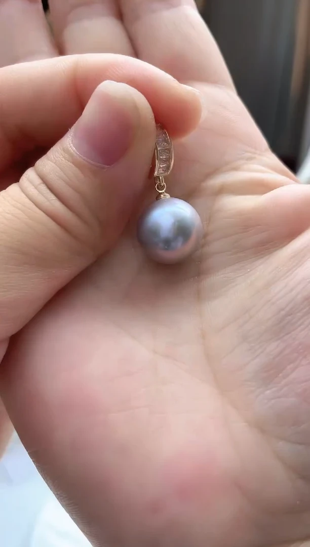 吊坠(不含链)未镶嵌淡水珍珠13mm+灰色系万能扣吊坠