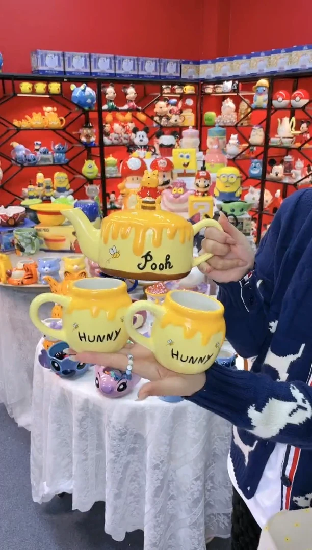 【闪购商品】.@@陶瓷维尼熊一壶二杯