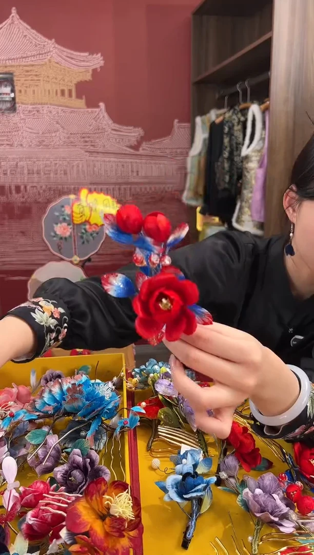【闪购商品】刺绣非遗绒花（发饰）
