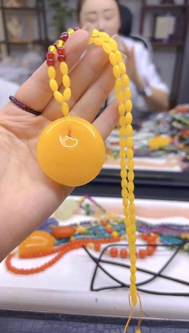 未镶嵌毛衣链蜜蜡DIY款M662