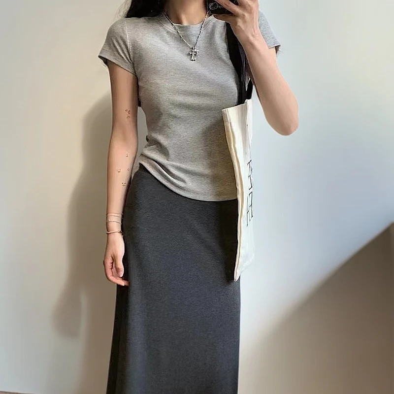 小熊家羊毛灰色半身裙