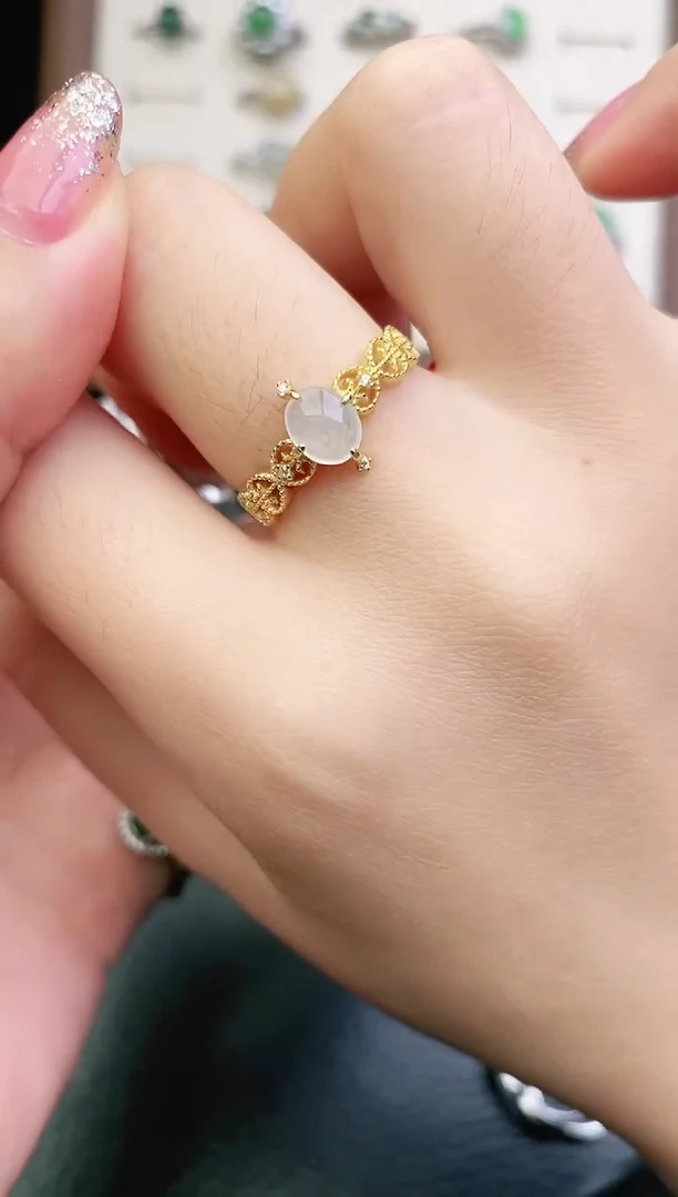 银S925镶嵌戒指翡翠0