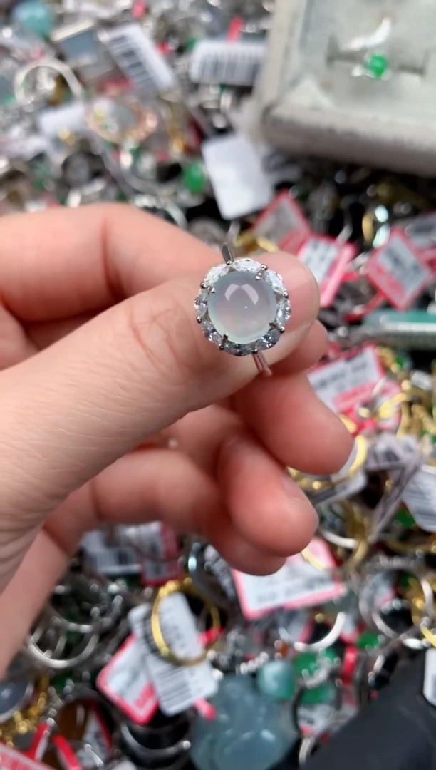 银S925镶嵌戒指翡翠777                 9