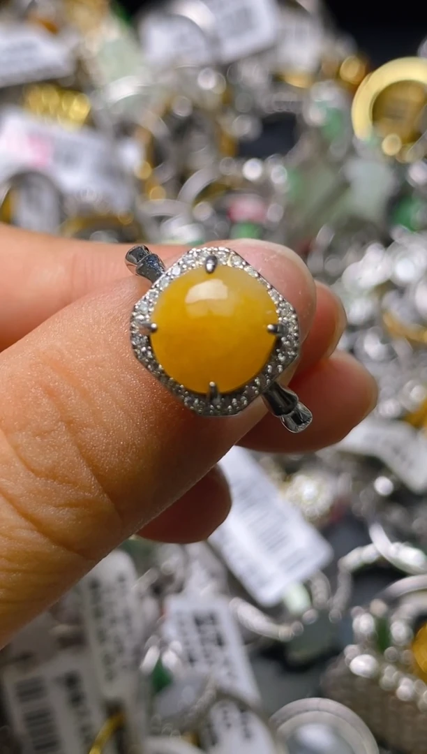 银S925镶嵌戒指翡翠百内无证书