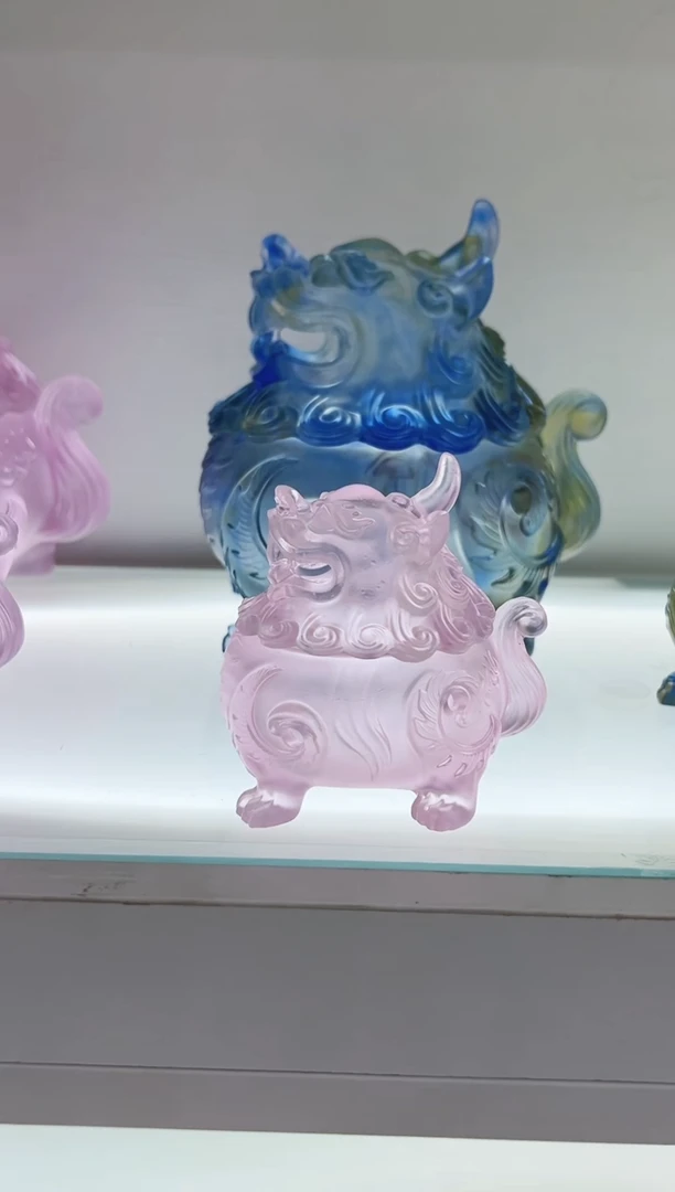 手工艺品琉璃轩古法琉璃小号狻猊香炉
