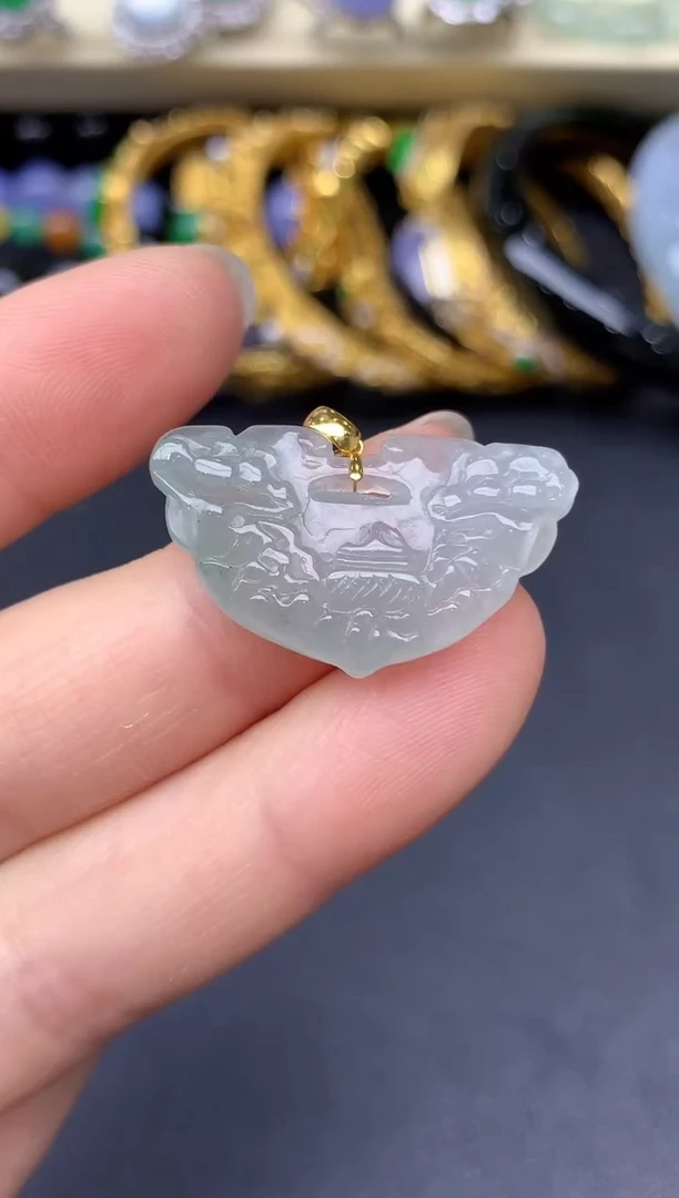 颈饰18K金镶嵌翡翠13-雪姐翡翠天天见