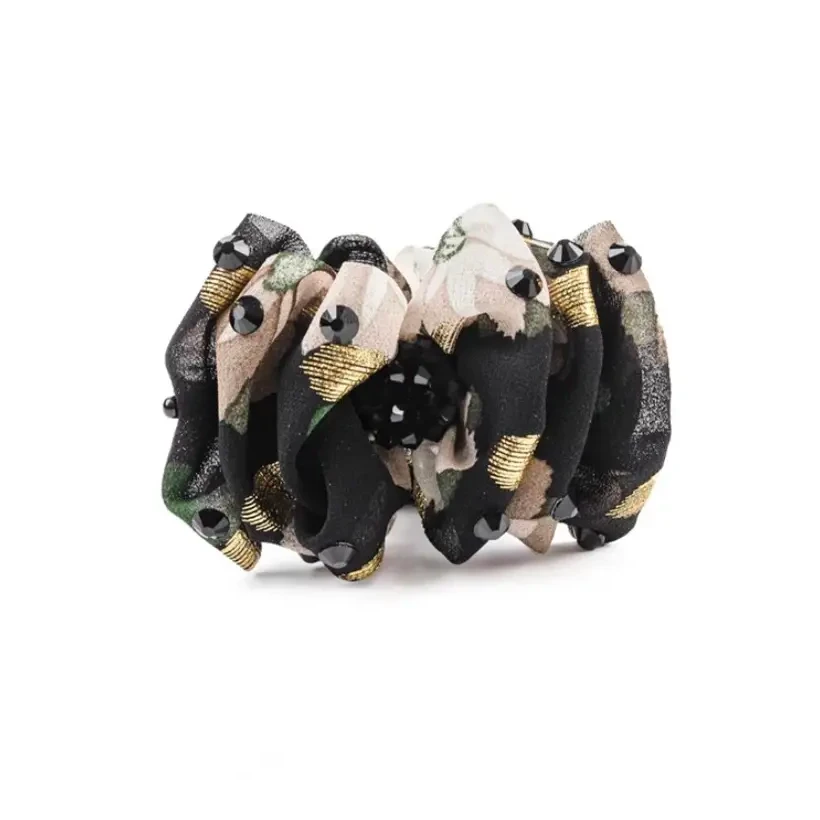 巴黎王妃碎花云朵百搭气质丸子夹 韩版黑色复古时尚发饰发夹