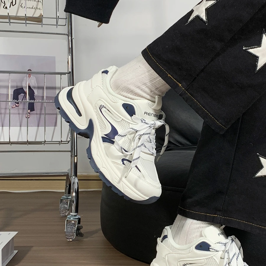 人本女鞋小众设计老爹鞋女鞋2025春季新款百搭运动跑鞋增高显腿长