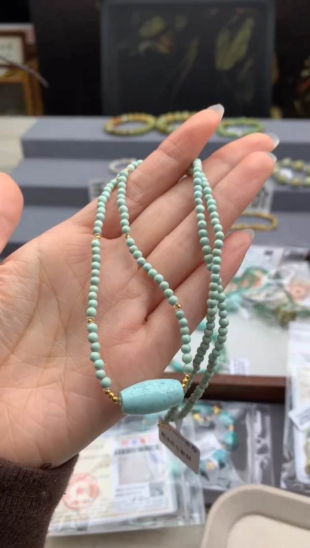 18K金镶嵌绿松石套链茜.T118