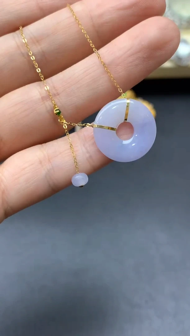 颈饰18K金镶嵌翡翠392-中国好珍宝