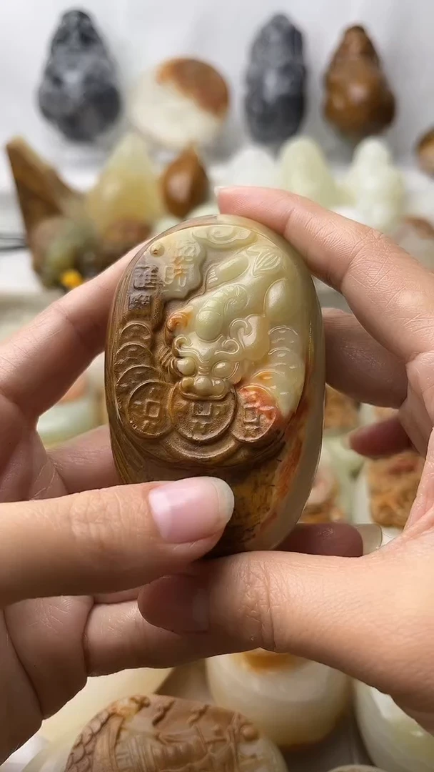 石材古青石棉纹正常不退换貔貅微瑕