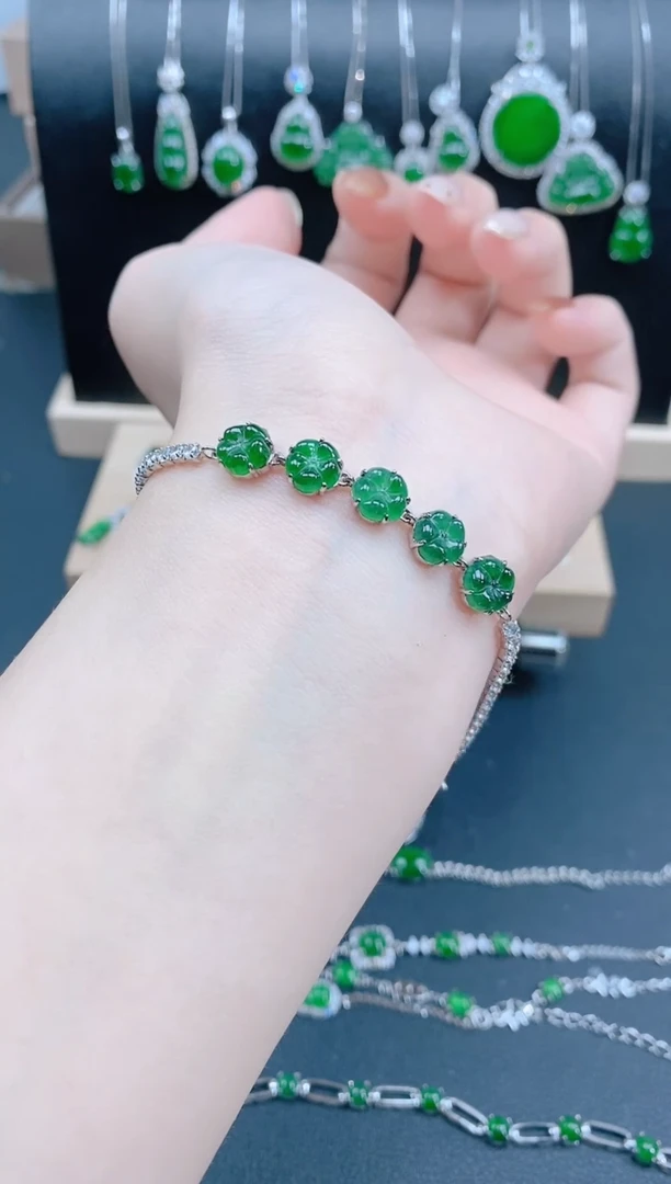 银S925镶嵌手链翡翠天然翡翠