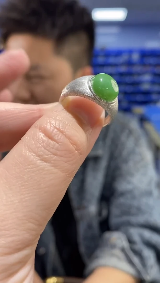 银S925镶嵌戒指和田玉JZ3458