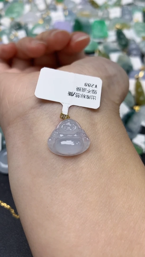 颈饰18K金镶嵌翡翠天然缅甸A货翡翠