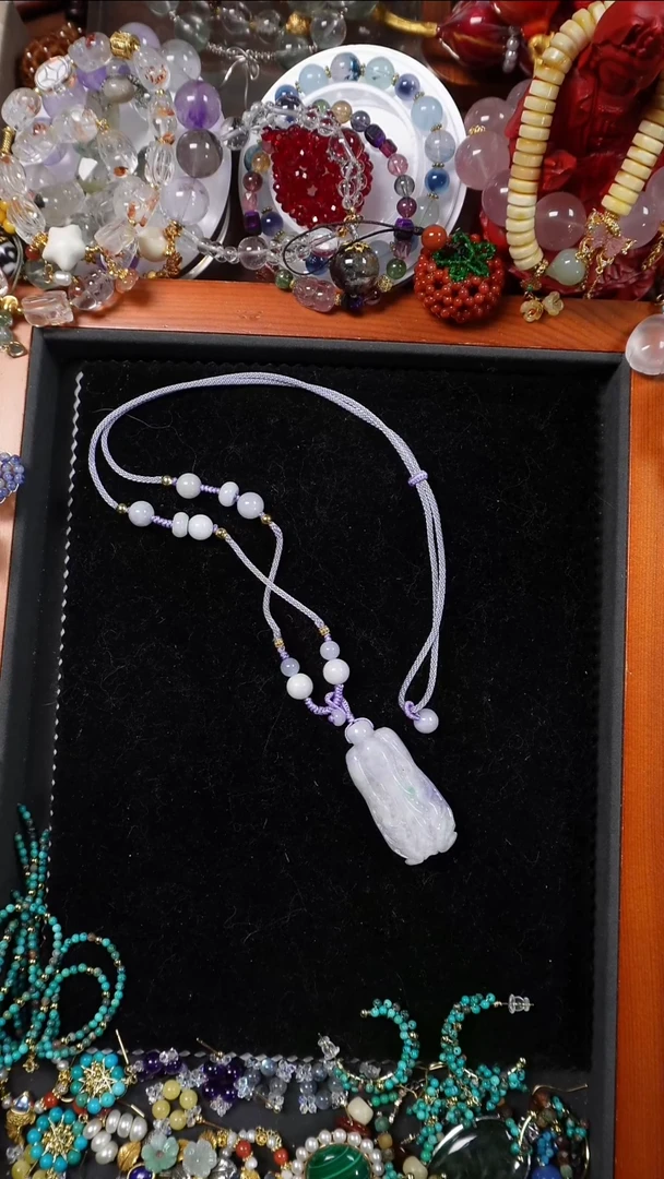 吊坠(赠链)银S925镶嵌翡翠春带彩大白菜