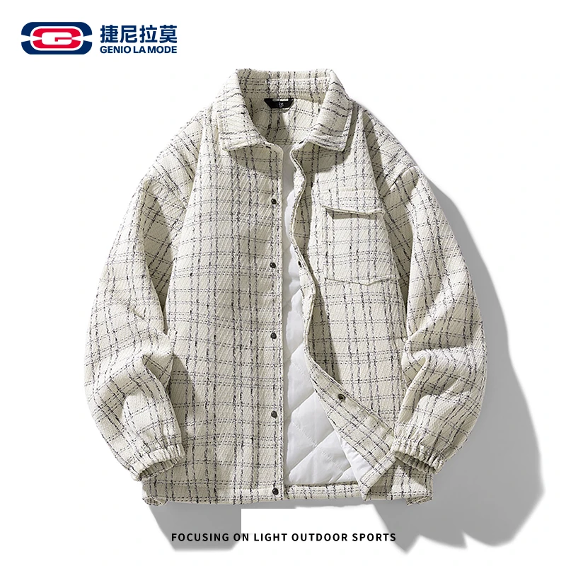 【敖瑞鹏代言】冬季外套小香风格子宽松休闲翻领夹克时尚情侣上衣