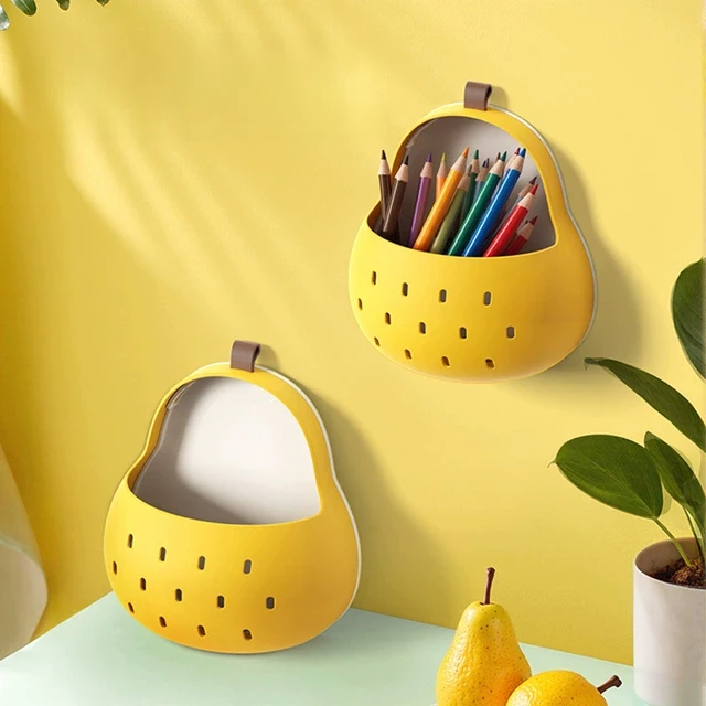 趣味卡通创意秋月梨收纳盒筷子厨具沥水篮卫生间收纳磁吸无痕贴款