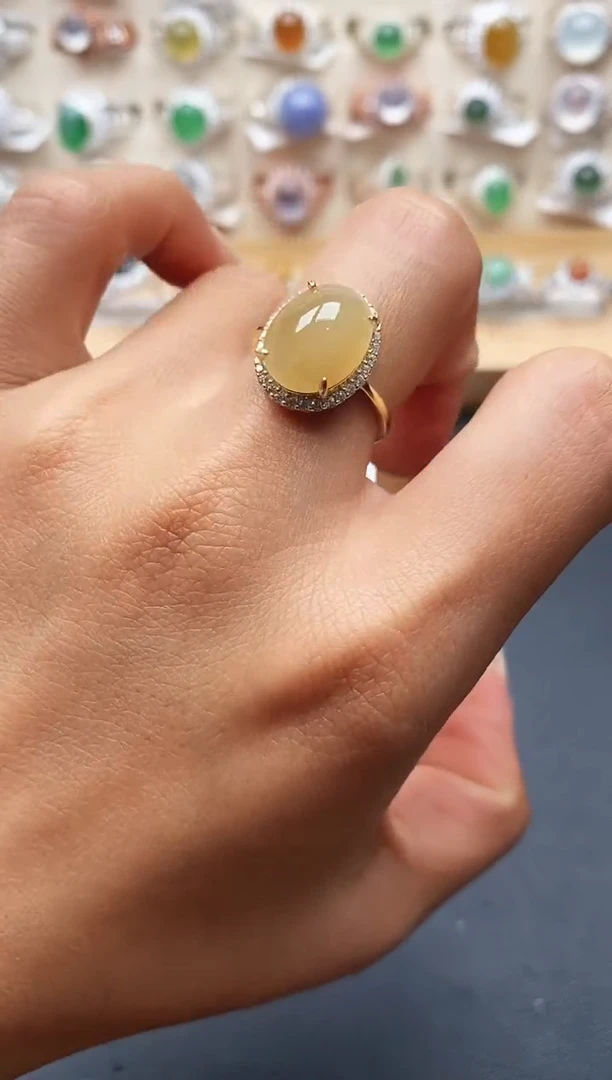 银S925镶嵌戒指翡翠缅甸天然A货翡翠1 4-7