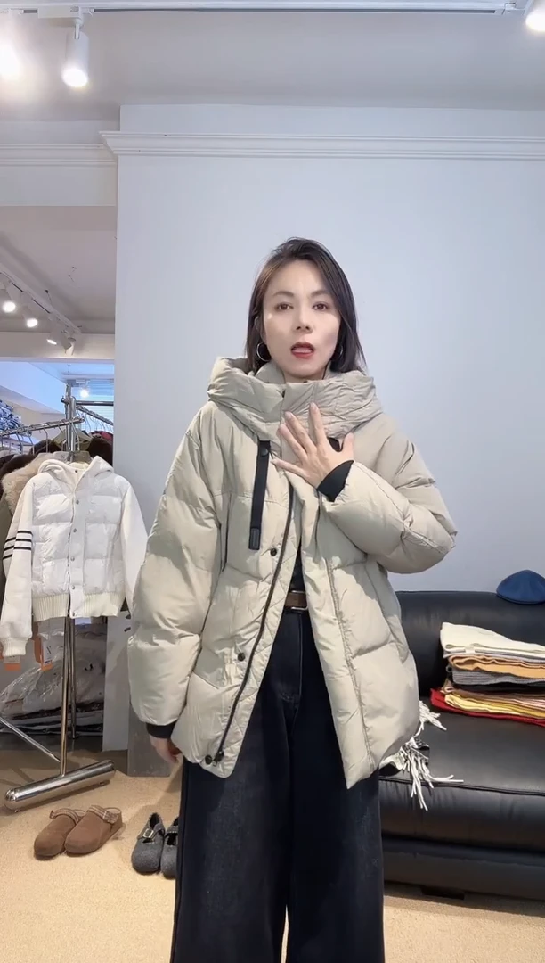 卓约姿色羽绒外套8869卡其