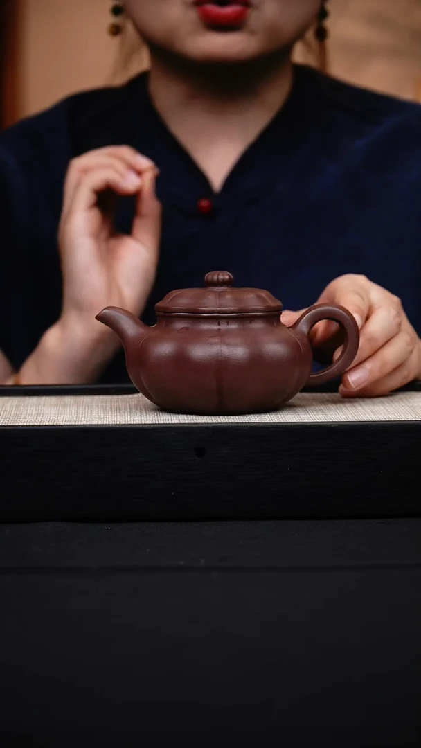茶壶紫砂老紫泥筋纹葵仿古