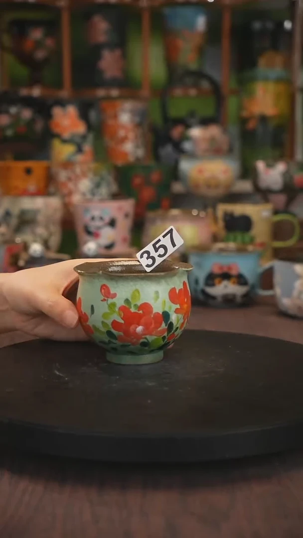 紫砂油画手绘釉下彩357