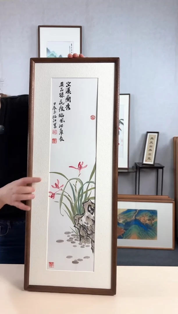 【闪购商品】国画手绘*兰花*28*72cm实木框
