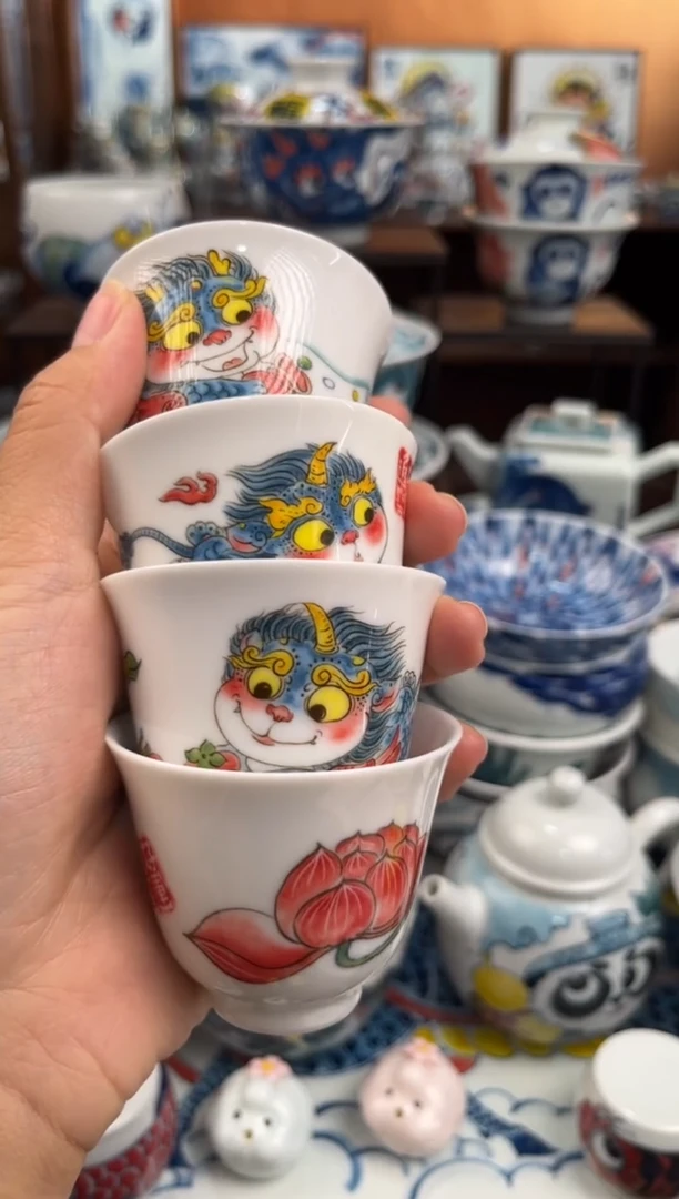 昨明貔貅小杯子4个