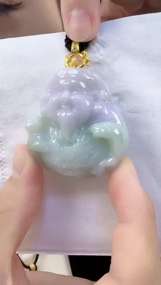 颈饰未镶嵌翡翠孤品翡翠A货财神吊坠