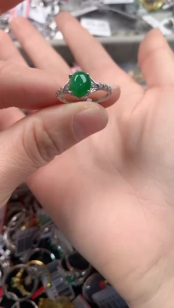 银S925镶嵌戒指翡翠333   2