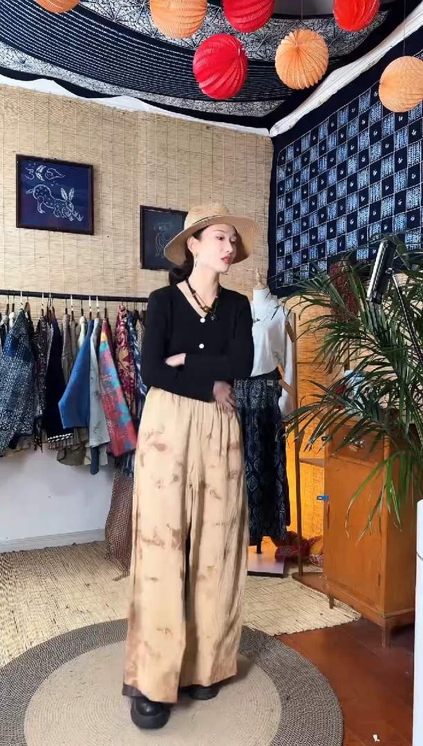 【闪购商品】设计师款热转印阔腿裤