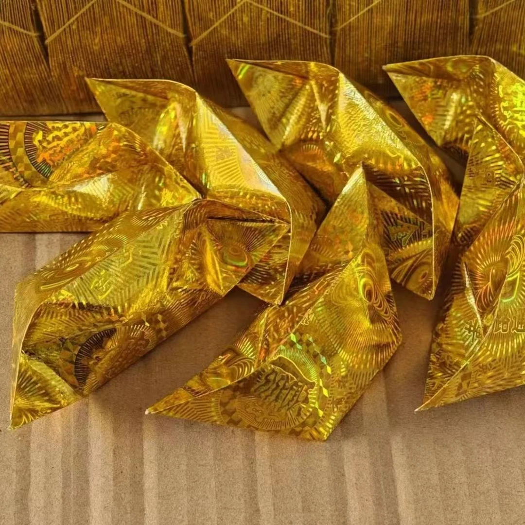 镭射半成品闪亮带花纹切角金银手工折纸包邮送袋子