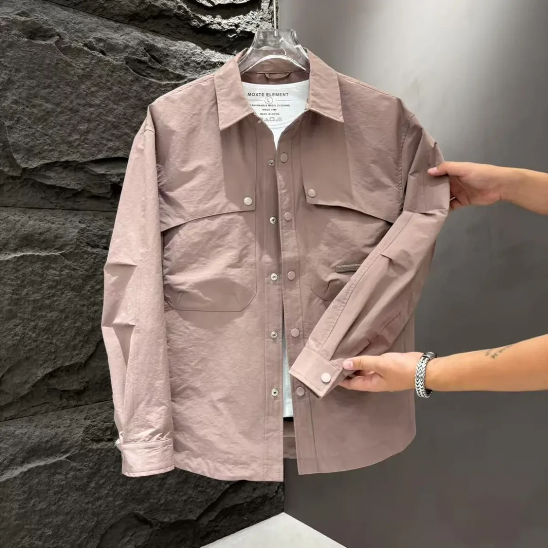 秋季男士休闲百搭立领简约纯色外套811夹克潮流上衣翻领工装春秋