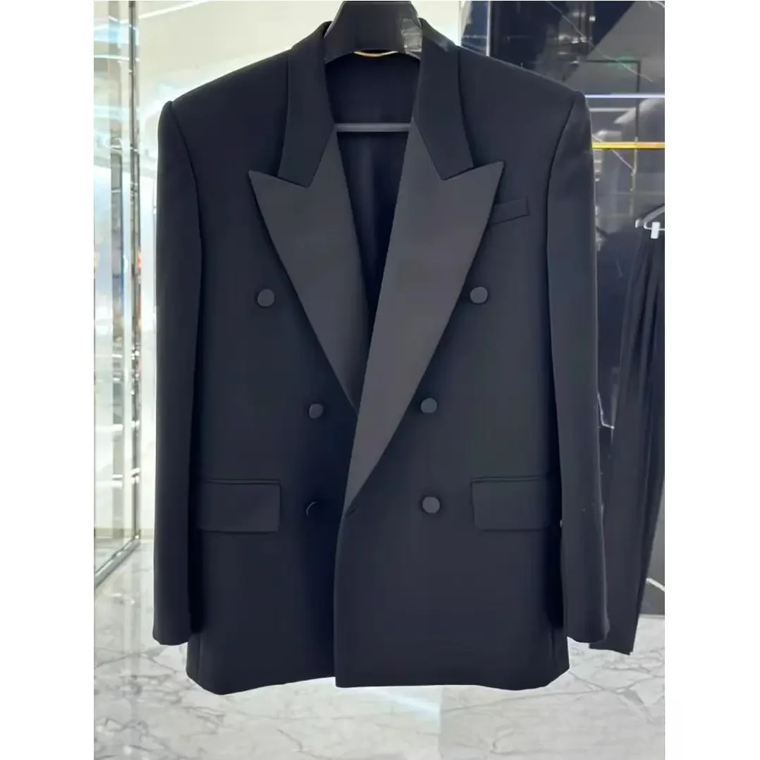 轻奢明星同款气质高级感时尚双排扣宽松高定气场强大西装外套男