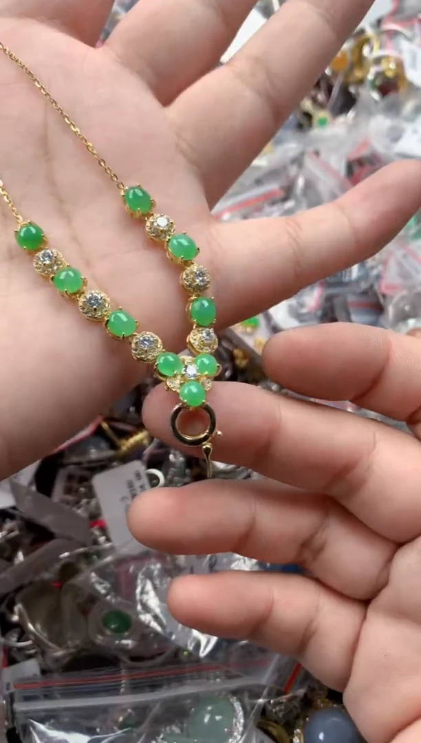 银S925镶嵌戒指翡翠11  11    2