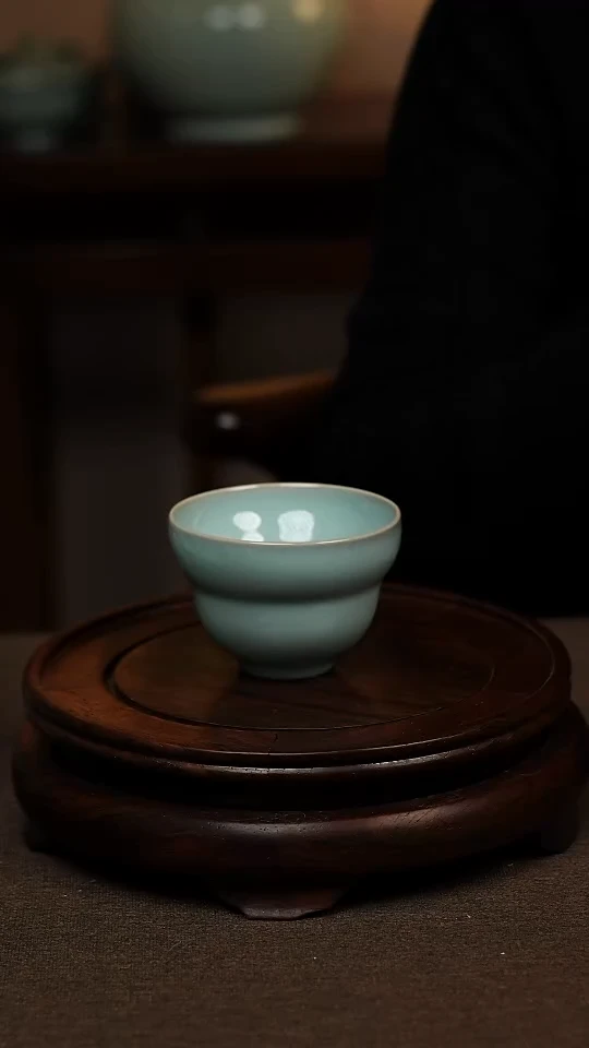 瓷片天青色葫芦杯100ml微瑕不带礼盒