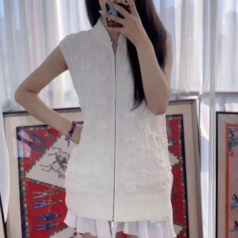 未使用 Chanel/香奈儿 白色蝴蝶结拉链背心