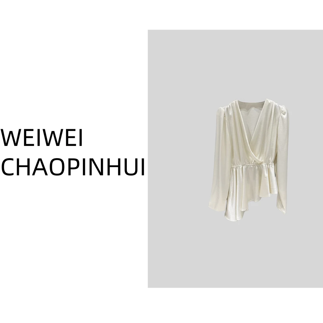 意模【薇薇高端欧货】秋季设计不规则荷叶边系带收腰上衣-60870182