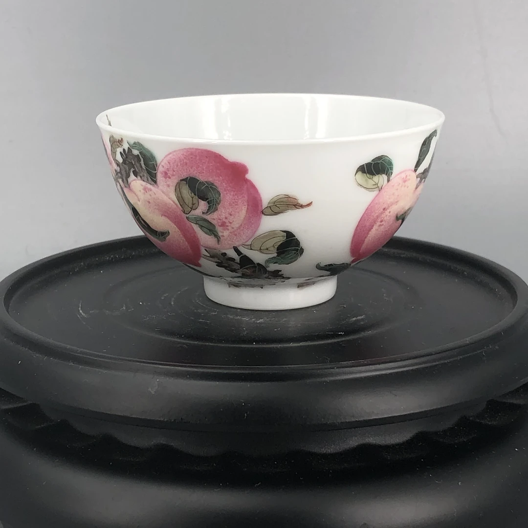 元煦丨粉彩国画五桃苹果杯主人杯茶杯70ML景德镇珐琅彩陶瓷茶具