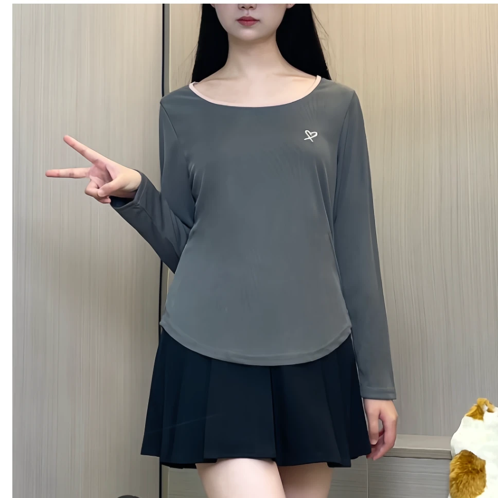 胖MM涅槃 57长袖大码春季显瘦遮肉小众设计刺绣洋气拼接打底长袖