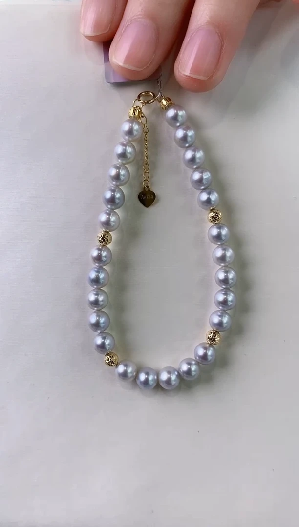 【闪购商品】海水珍珠手链18K金镶嵌5.5-6真多麻手链