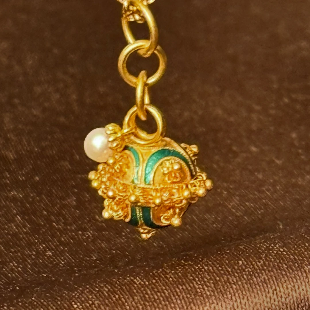 【周蜜儿】炸珠 非遗錾刻 足金999 项链